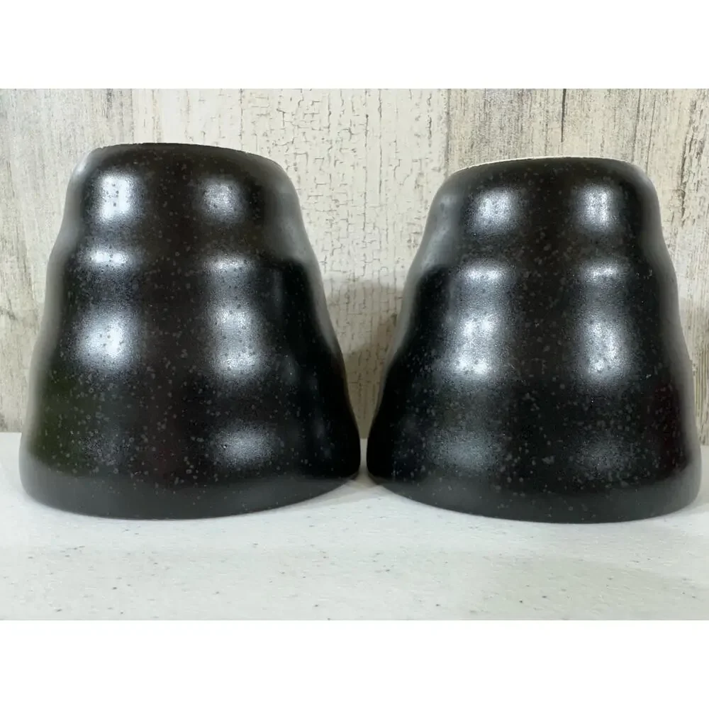 Japanese Ceramic Tea Cups Yunomi Set Two Pair Coffee Brown Beige‎ Mug Vintage